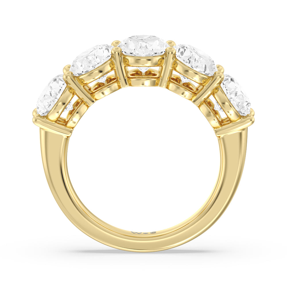 Five Stone Oval Diamond Anniversary Ring (F/G SI+) with 18KT Yellow Gold / Natural / 5 Cut Diamond in 14KT Yellow Gold / Natural / 5 view 2
