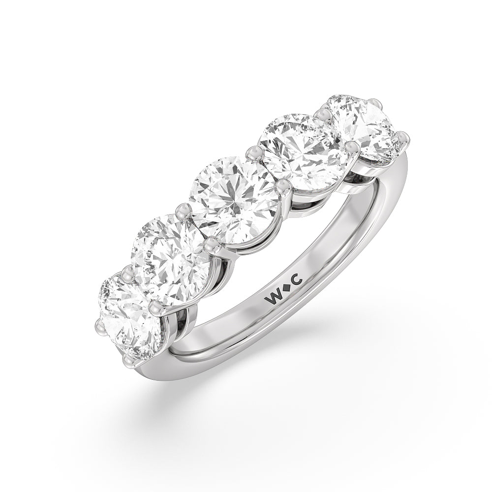 Five Stone Round Diamond Anniversary Ring (E+ VS+) – With Clarity