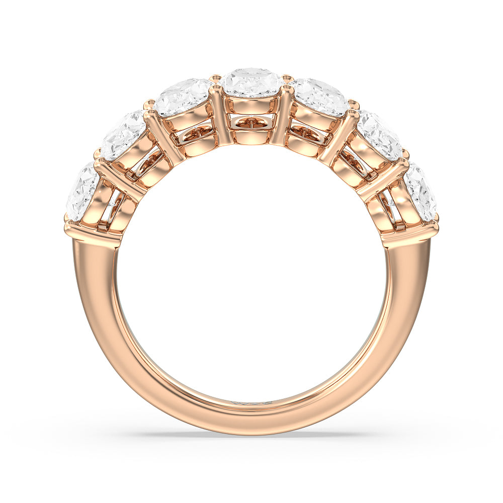 Seven Stone Oval Diamond Anniversary Ring (F/G SI+) with 18KT Rose Gold / Natural / 4 Cut Diamond in 14KT Rose Gold / Natural / 4 view 2

