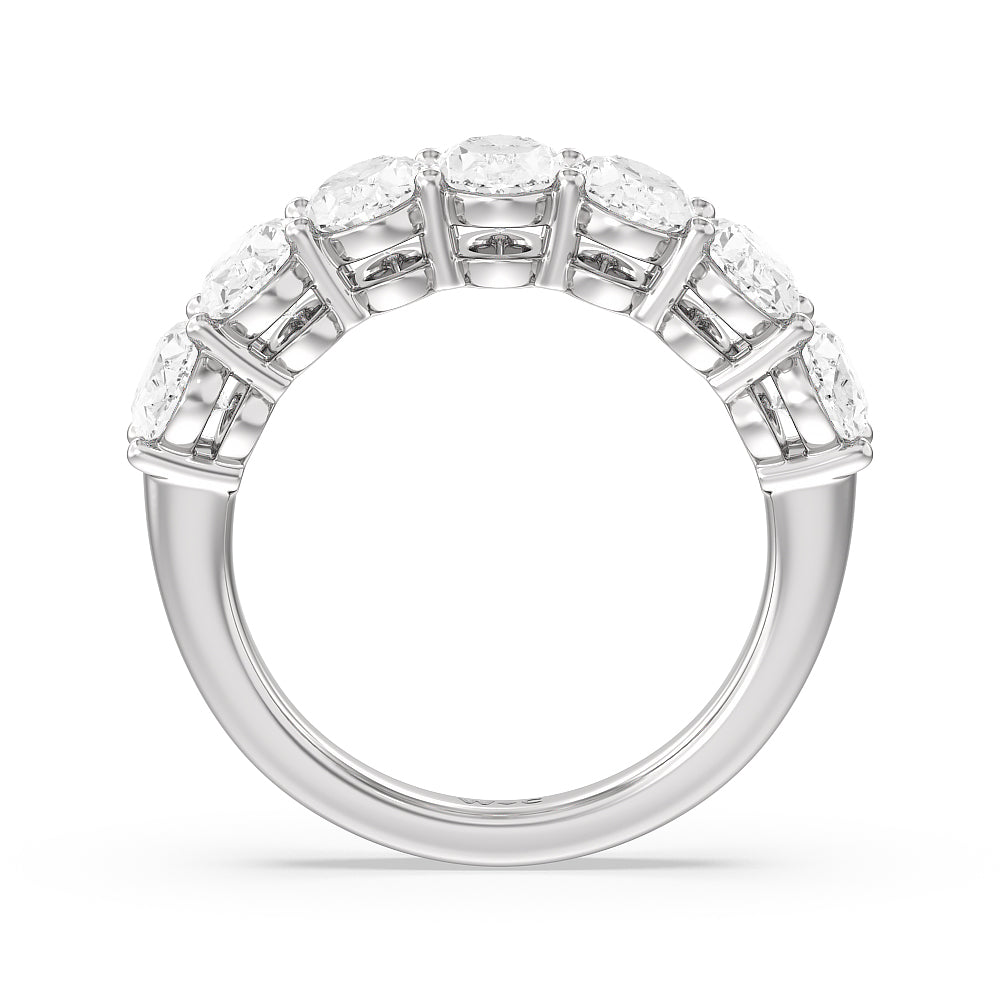 Seven Stone Oval Diamond Anniversary Ring (F/G SI+) with Platinum / Natural / 4 Cut Diamond in 14KT Platinum / Natural / 4 view 2
