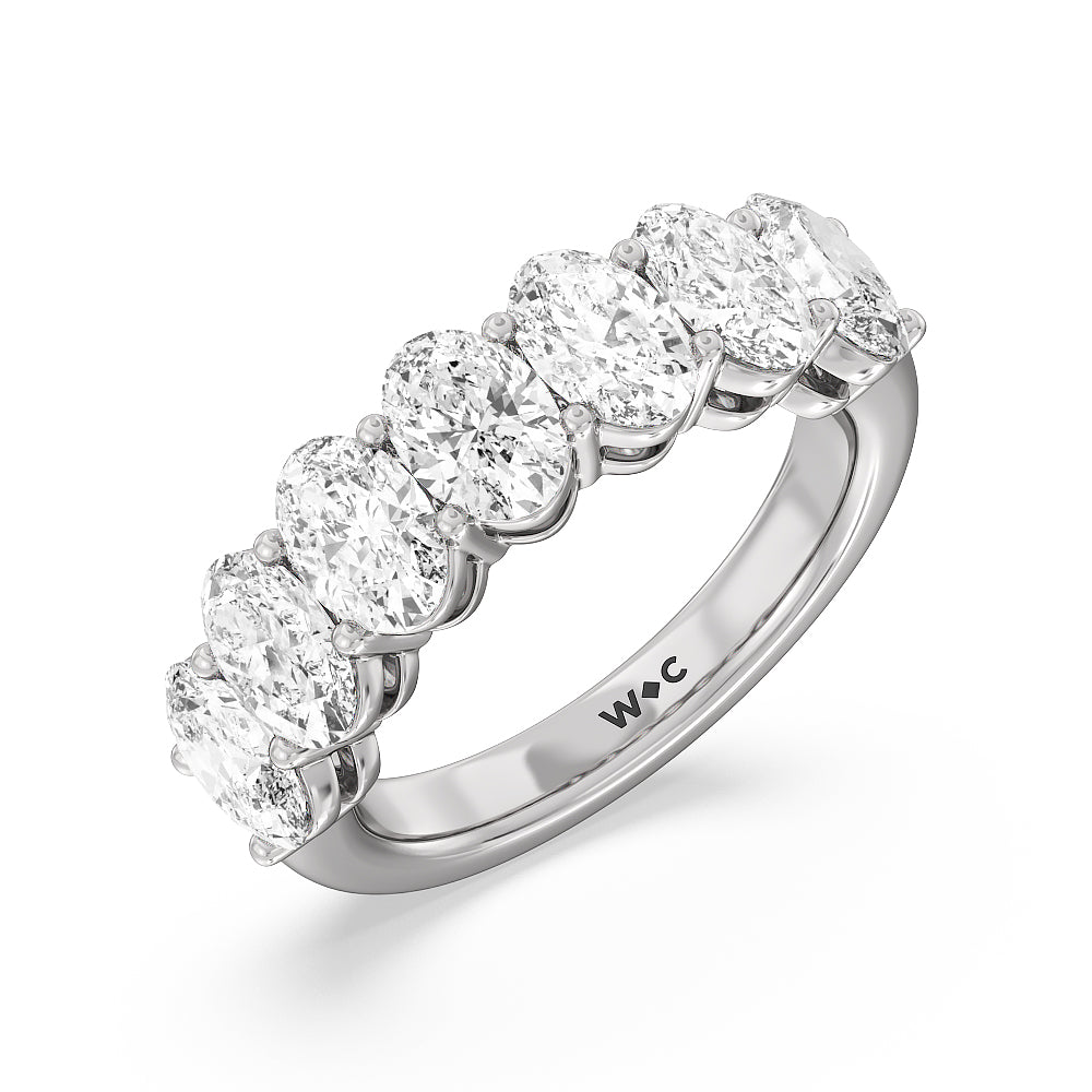 Seven Stone Oval Diamond Anniversary Ring (F/G SI+) with Platinum / Natural / 4 Cut Diamond in 14KT Platinum / Natural / 4 view 3
