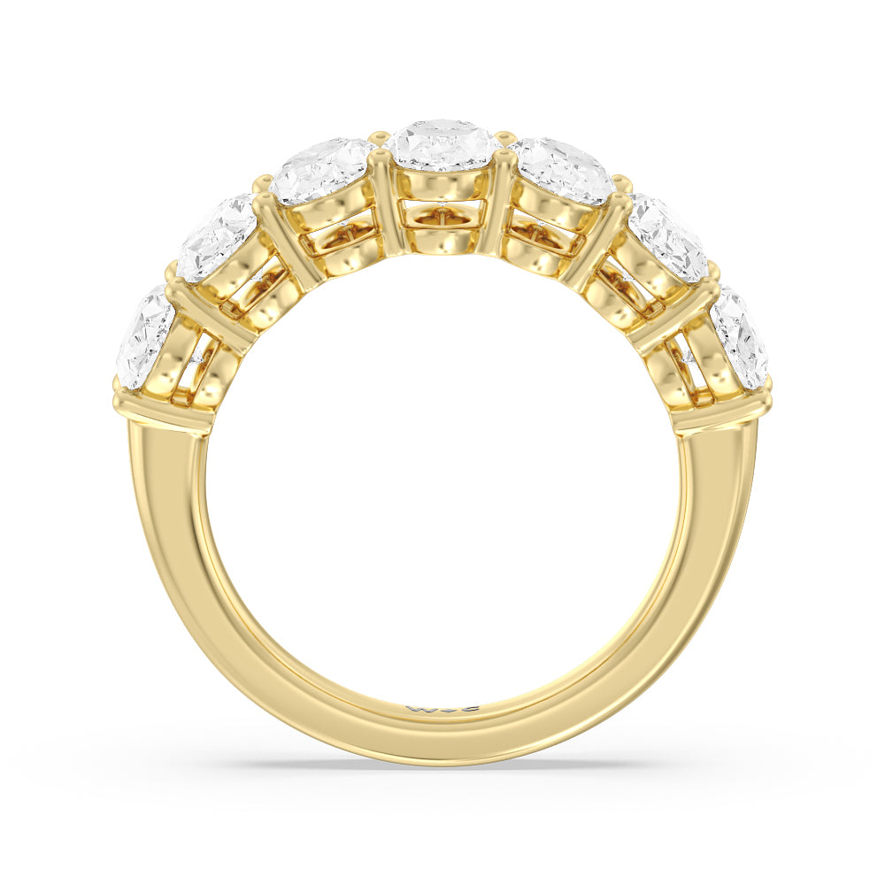 Seven Stone Oval Diamond Anniversary Ring (F/G SI+) with 18KT Yellow Gold / Natural / 4 Cut Diamond in 14KT Yellow Gold / Natural / 4 view 2

