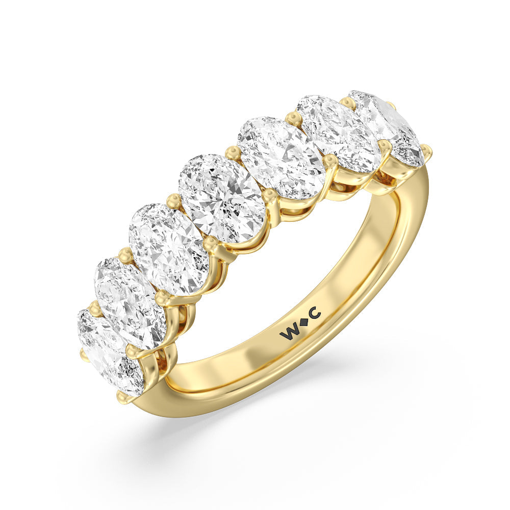 Seven Stone Oval Diamond Anniversary Ring (F/G SI+) with 18KT Yellow Gold / Natural / 4 Cut Diamond in 14KT Yellow Gold / Natural / 4 view 3
