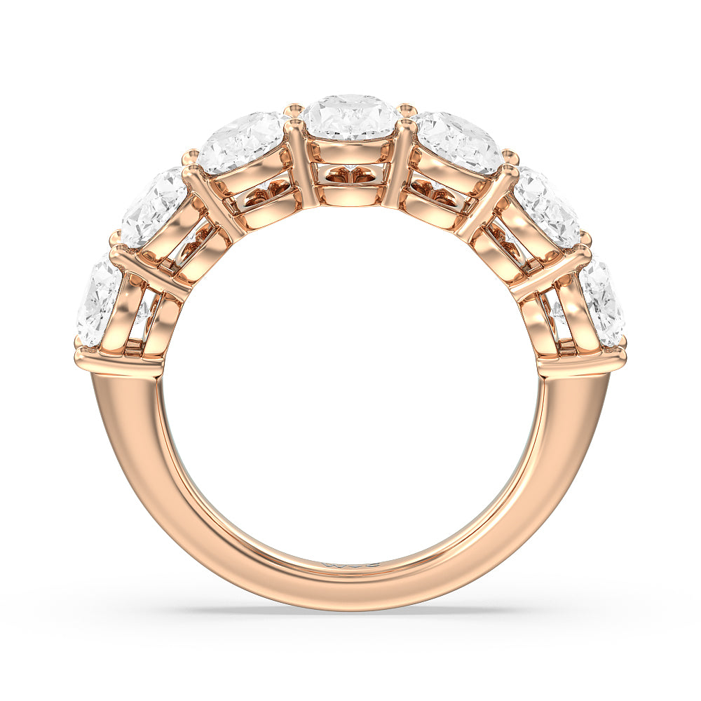 Seven Stone Oval Diamond Anniversary Ring (F/G SI+) with 18KT Rose Gold / Natural / 5 Cut Diamond in 14KT Rose Gold / Natural / 5 view 2
