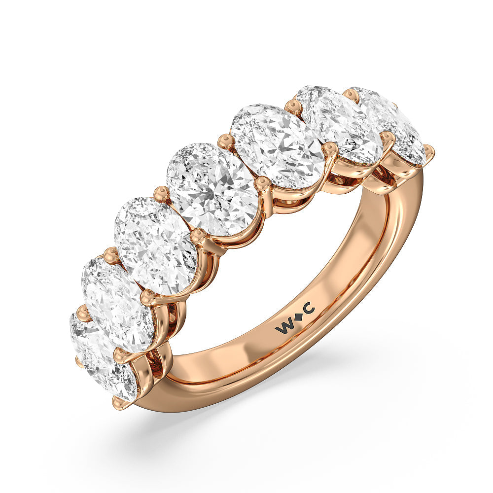 Seven Stone Oval Diamond Anniversary Ring (F/G SI+) with 18KT Rose Gold / Natural / 5 Cut Diamond in 14KT Rose Gold / Natural / 5 view 3
