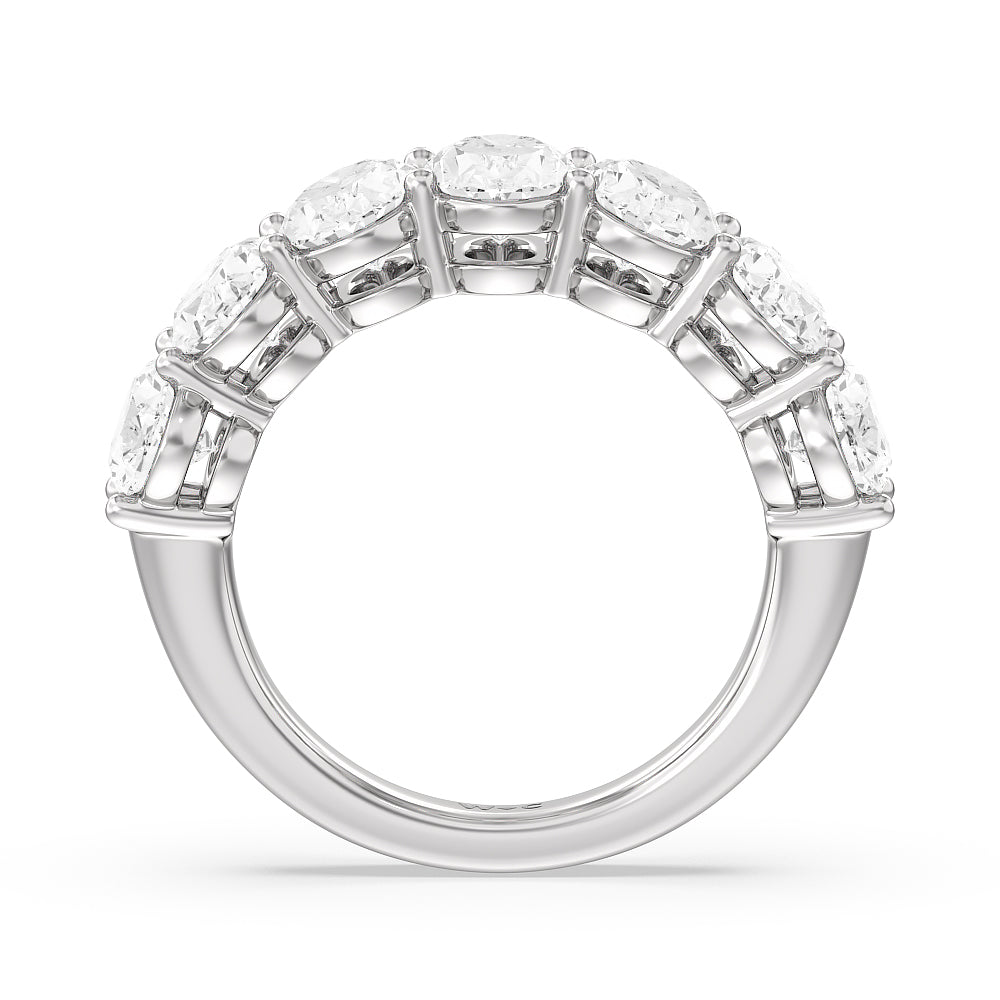 Seven Stone Oval Diamond Anniversary Ring (F/G SI+) with Platinum / Natural / 5 Cut Diamond in 14KT Platinum / Natural / 5 view 2

