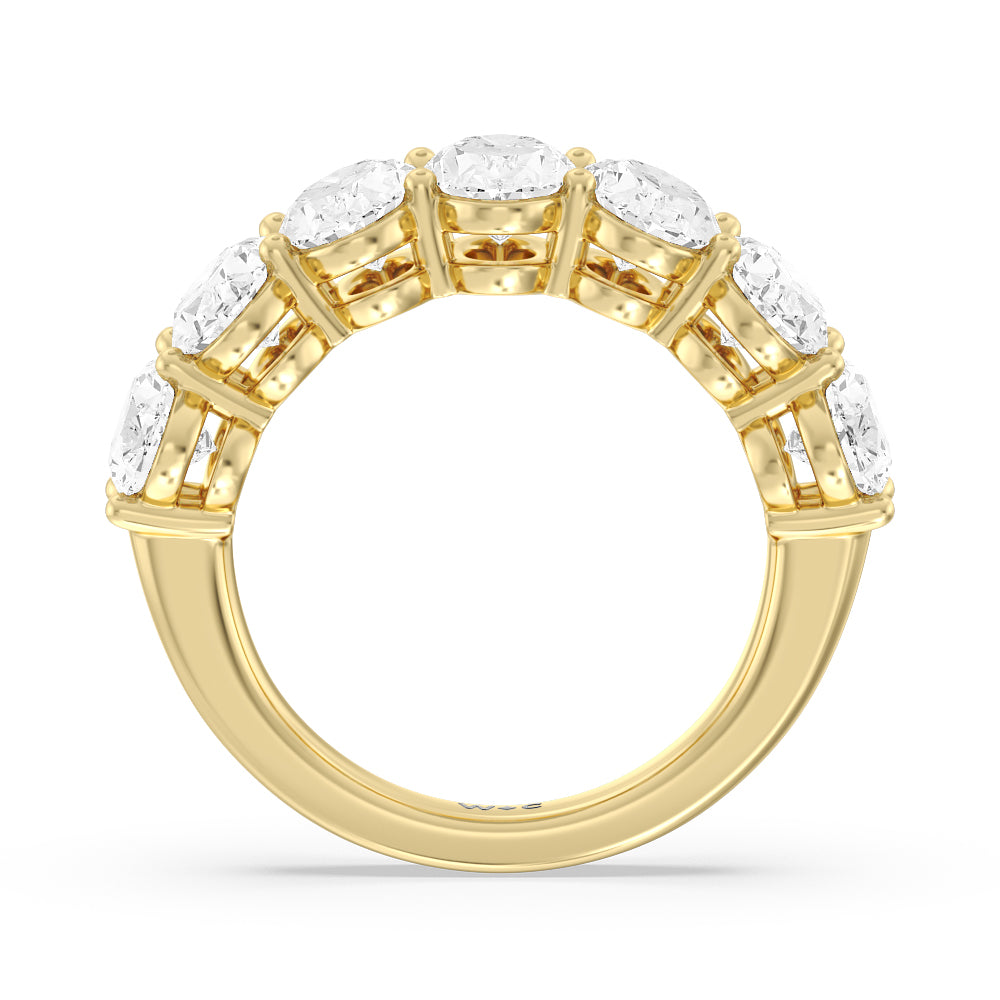 Seven Stone Oval Diamond Anniversary Ring (F/G SI+) with 18KT Yellow Gold / Natural / 5 Cut Diamond in 14KT Yellow Gold / Natural / 5 view 2
