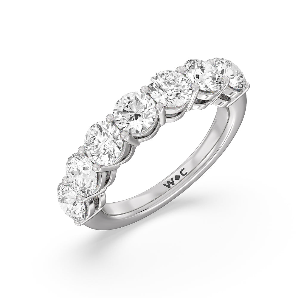 Seven Stone Round Diamond Anniversary Ring (E+ VS+) with Platinum / Lab / 3 Cut Diamond in 14KT Platinum / Lab / 3 view 5
