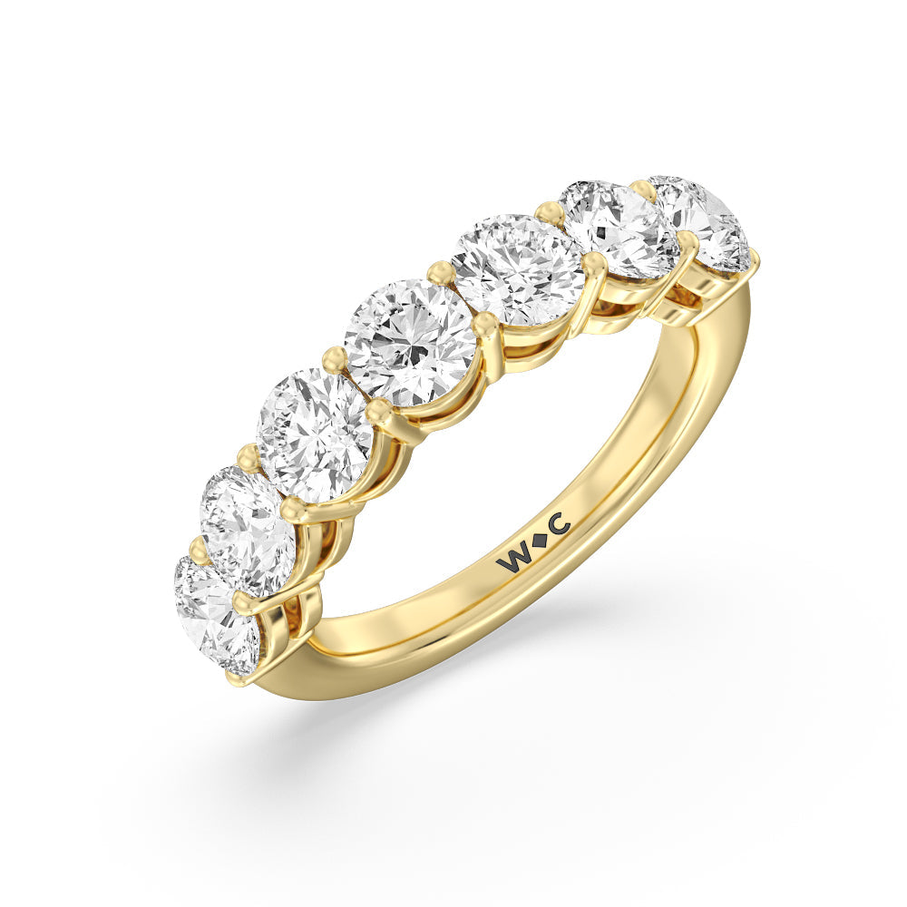 Seven Stone Round Diamond Anniversary Ring (E+ VS+) with 18KT Yellow Gold / Lab / 3 Cut Diamond in 14KT Yellow Gold / Lab / 3 view 5
