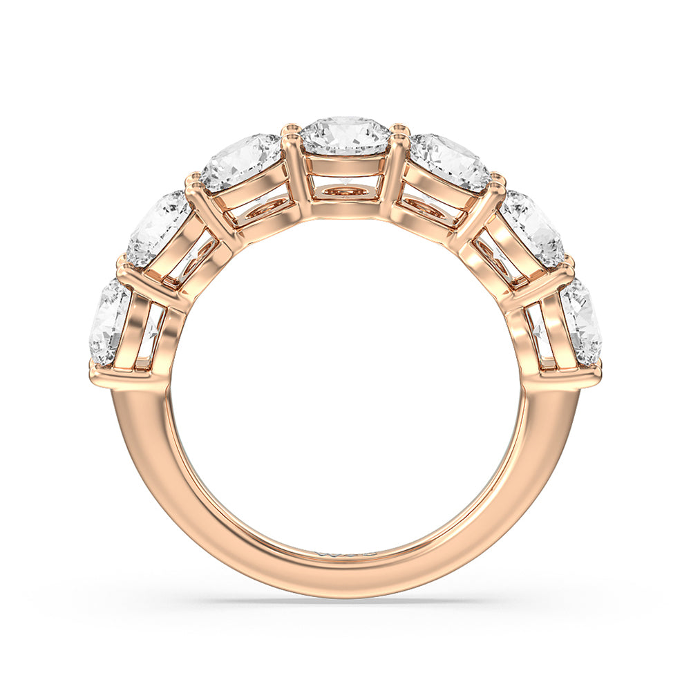 Seven Stone Round Diamond Anniversary Ring (E+ VS+) with 18KT Rose Gold / Lab / 4 Cut Diamond in 14KT Rose Gold / Lab / 4 view 3
