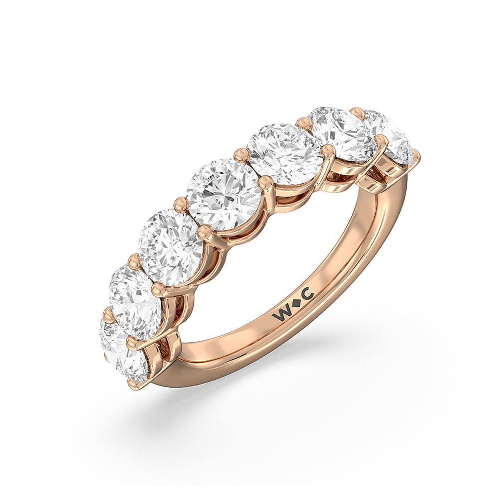 Seven Stone Round Diamond Anniversary Ring (E+ VS+) with 18KT Rose Gold / Lab / 4 Cut Diamond in 14KT Rose Gold / Lab / 4 view 5
