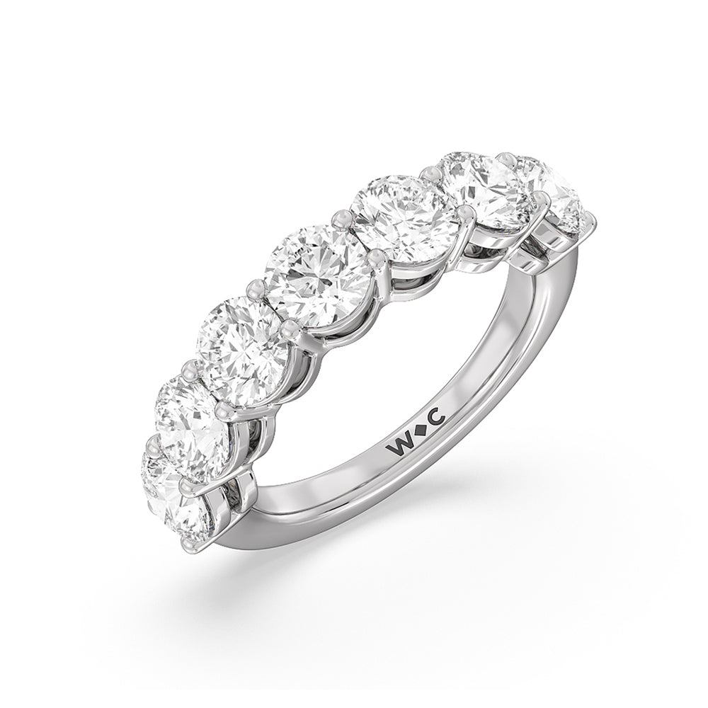 Seven Stone Round Diamond Anniversary Ring (E+ VS+) with Platinum / Lab / 4 Cut Diamond in 14KT Platinum / Lab / 4 view 5
