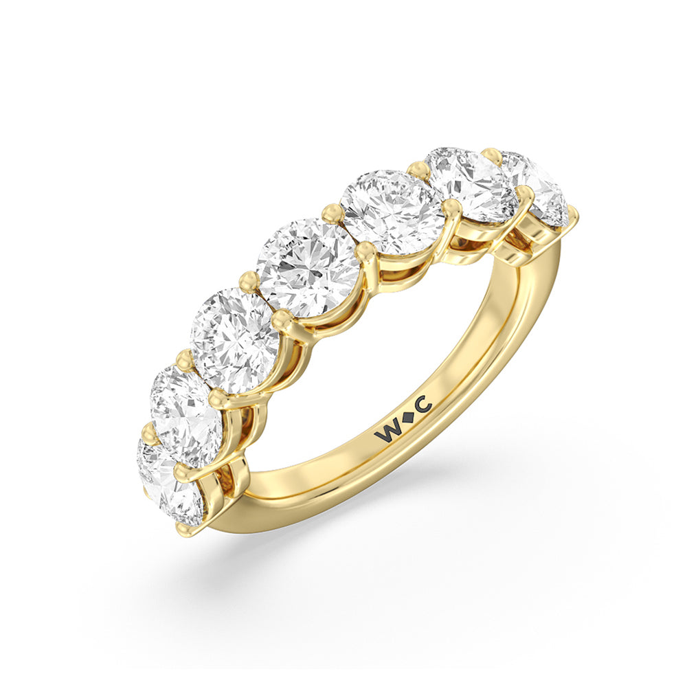 Seven Stone Round Diamond Anniversary Ring (E+ VS+) with 18KT Yellow Gold / Lab / 4 Cut Diamond in 14KT Yellow Gold / Lab / 4 view 5
