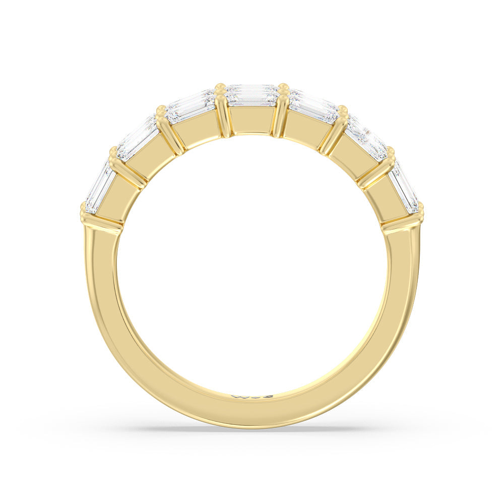 Two Row Emerald East-West Anniversary Ring with 18KT Yellow Gold / Natural / 3 1/2 Cut Diamond in 14KT Yellow Gold / Natural / 3 1/2 view 2
