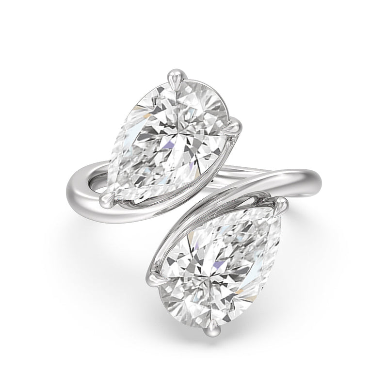 Twin Diamond Bypass Toi et Moi Engagement Ring