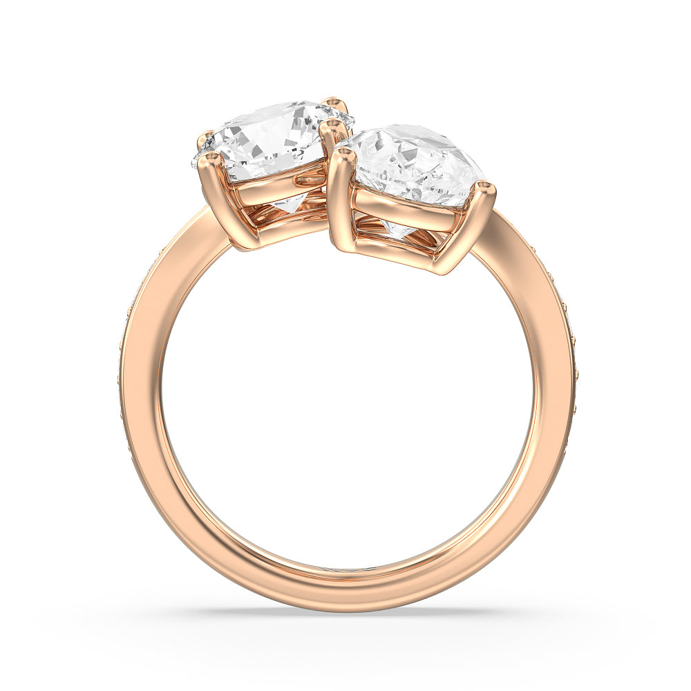 Shape Cut Diamonds Toi et Moi Engagement Ring with Lab Grown Diamond in 14KT Rose Gold view 2
