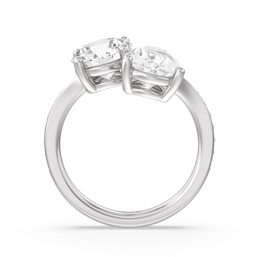 Shape Cut Diamonds Toi et Moi Engagement Ring with Lab Grown Diamond in 14KT Platinum view 2
