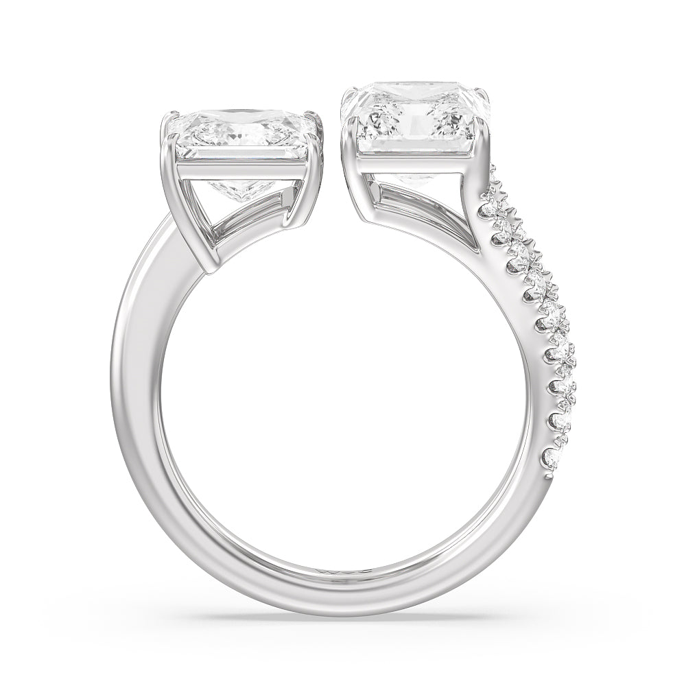 Shape Cut Split Shank Toi et Moi Engagement Ring with Lab Grown Diamond in 14KT Platinum view 2
