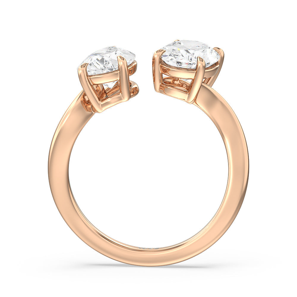 Shape Cut Diamond Curved Toi et Moi Engagement Ring with Lab Grown Diamond in 14KT Rose Gold view 2
