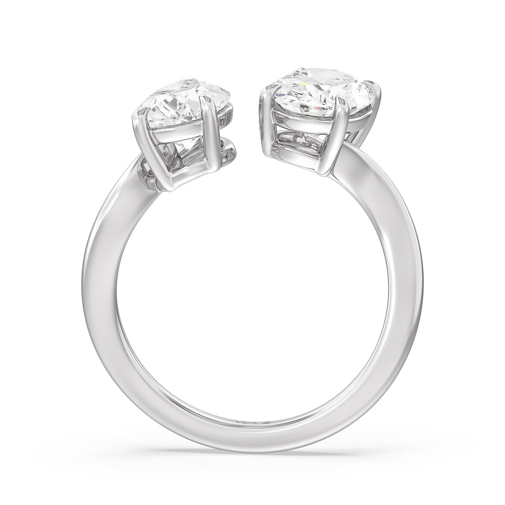 Shape Cut Diamond Curved Toi et Moi Engagement Ring with Lab Grown Diamond in 14KT Platinum view 2
