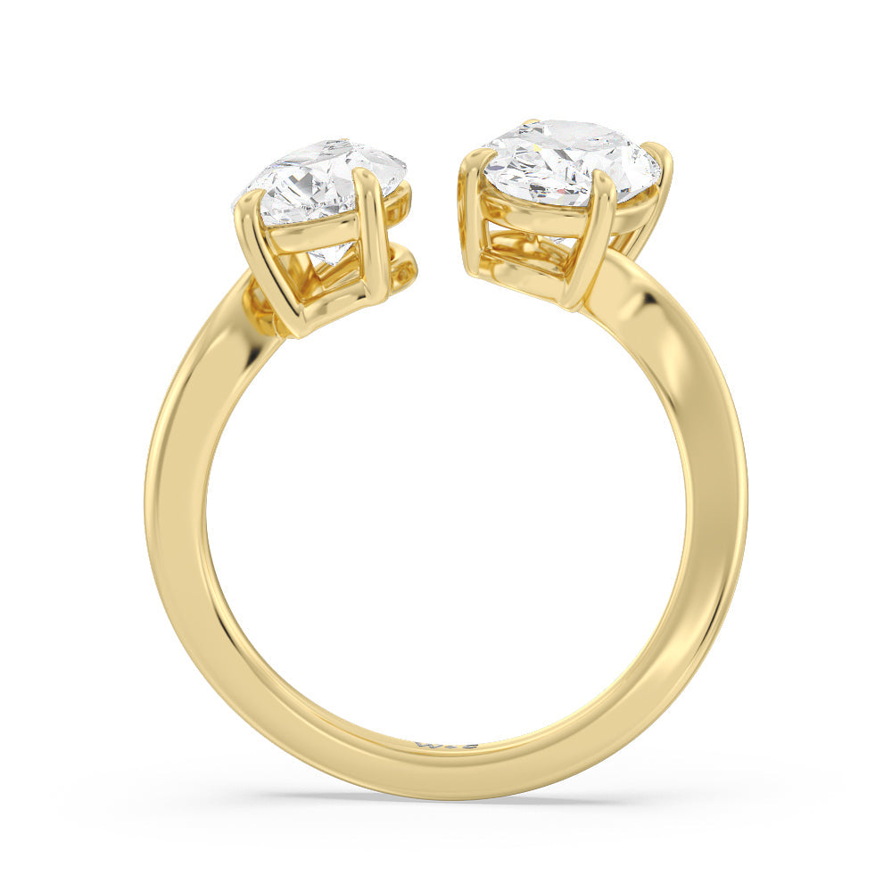 Shape Cut Diamond Curved Toi et Moi Engagement Ring with Lab Grown Diamond in 14KT Yellow Gold view 2
