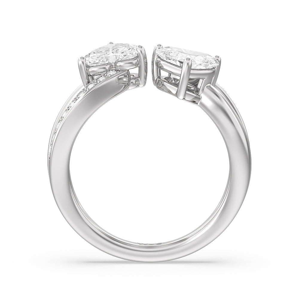Heart Cut Two Toi et Moi  Preset Engagement Ring with Lab Grown Diamond in 14KT Platinum view 2
