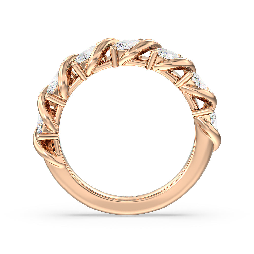 Marquise Swirl Anniversary Ring with 18KT Rose Gold / Natural / 1 1/2 Cut Diamond in 14KT Rose Gold / Natural / 1 1/2 view 2
