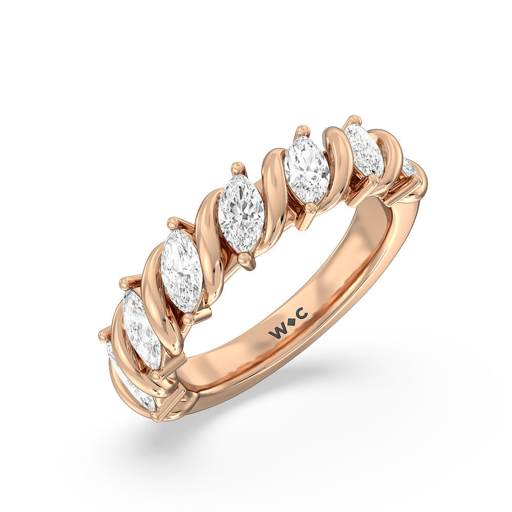 Marquise Swirl Anniversary Ring with 18KT Rose Gold / Natural / 1 1/2 Cut Diamond in 14KT Rose Gold / Natural / 1 1/2 view 3
