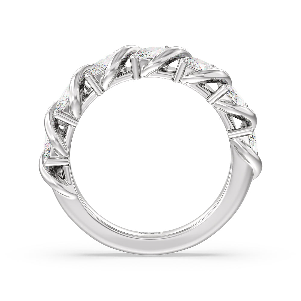 Marquise Swirl Anniversary Ring with Platinum / Natural / 1 1/2 Cut Diamond in 14KT Platinum / Natural / 1 1/2 view 2
