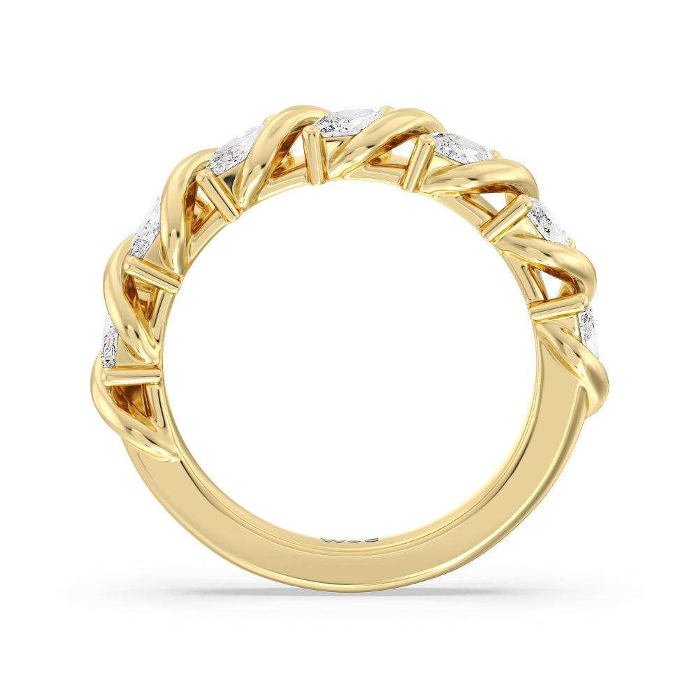 Marquise Swirl Anniversary Ring with 18KT Yellow Gold / Natural / 1 1/2 Cut Diamond in 14KT Yellow Gold / Natural / 1 1/2 view 2
