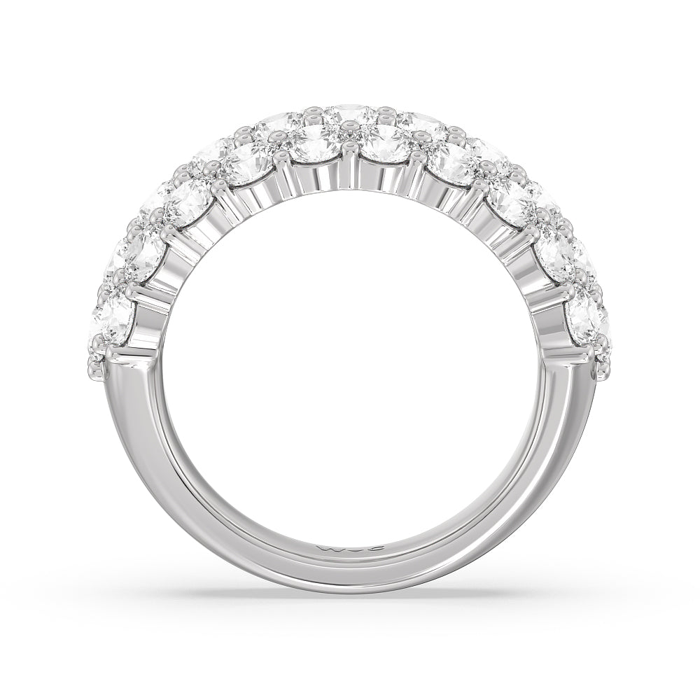 Round Diamond Three Row Pave Anniversary Ring (F/G SI+) with Platinum / Natural / 4 Cut Diamond in 14KT Platinum / Natural / 4 view 3
