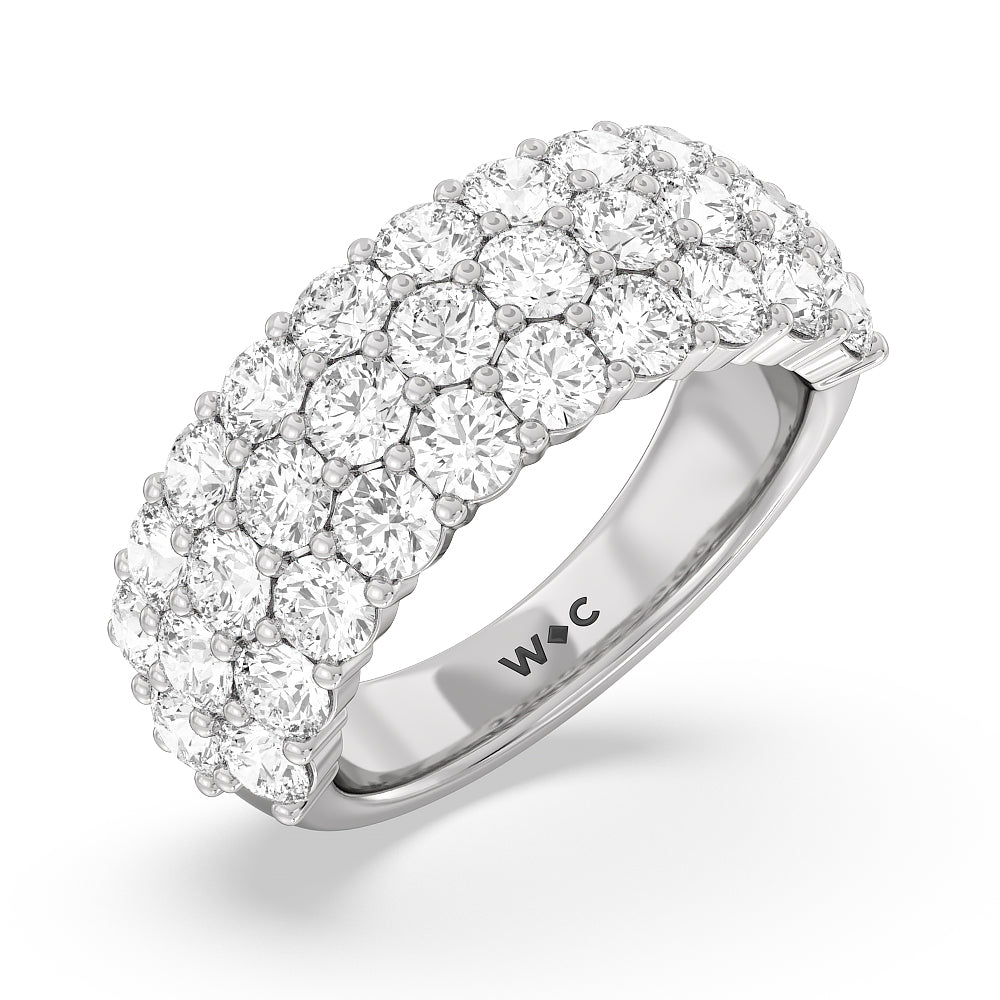 Round Diamond Three Row Pave Anniversary Ring (F/G SI+) with Platinum / Natural / 4 Cut Diamond in 14KT Platinum / Natural / 4 view 4
