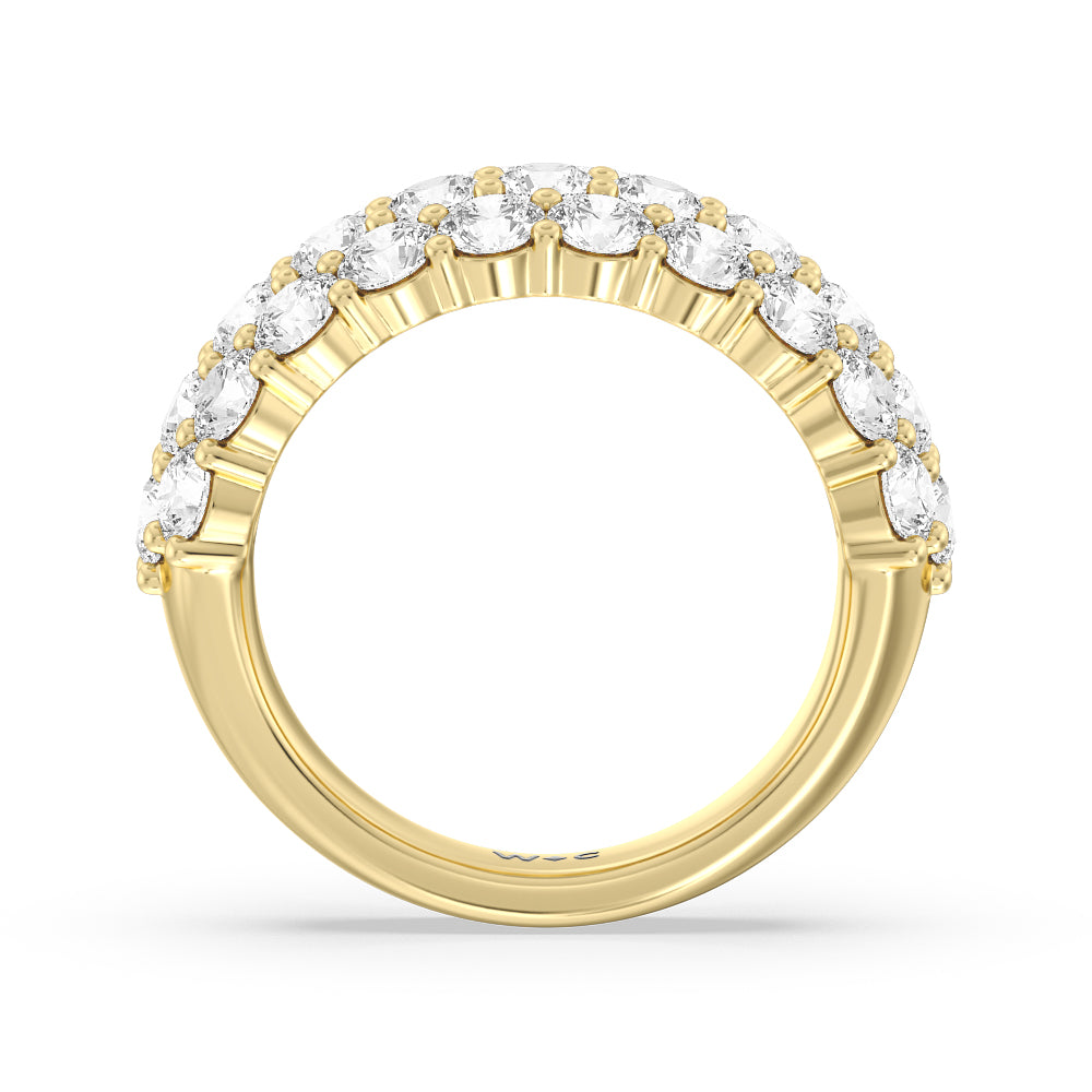 Round Diamond Three Row Pave Anniversary Ring (F/G SI+) with 18KT Yellow Gold / Natural / 4 Cut Diamond in 14KT Yellow Gold / Natural / 4 view 4

