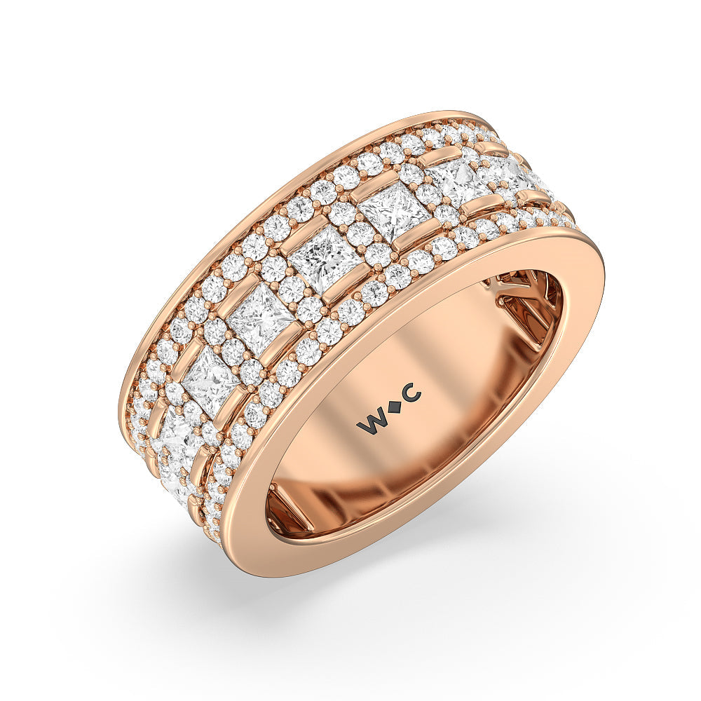 Luxe Princess Cut Diamond Halo Anniversary Ring with 18KT Rose Gold / Natural / 2 1/10 Cut Diamond in 14KT Rose Gold / Natural / 2 1/10 view 3
