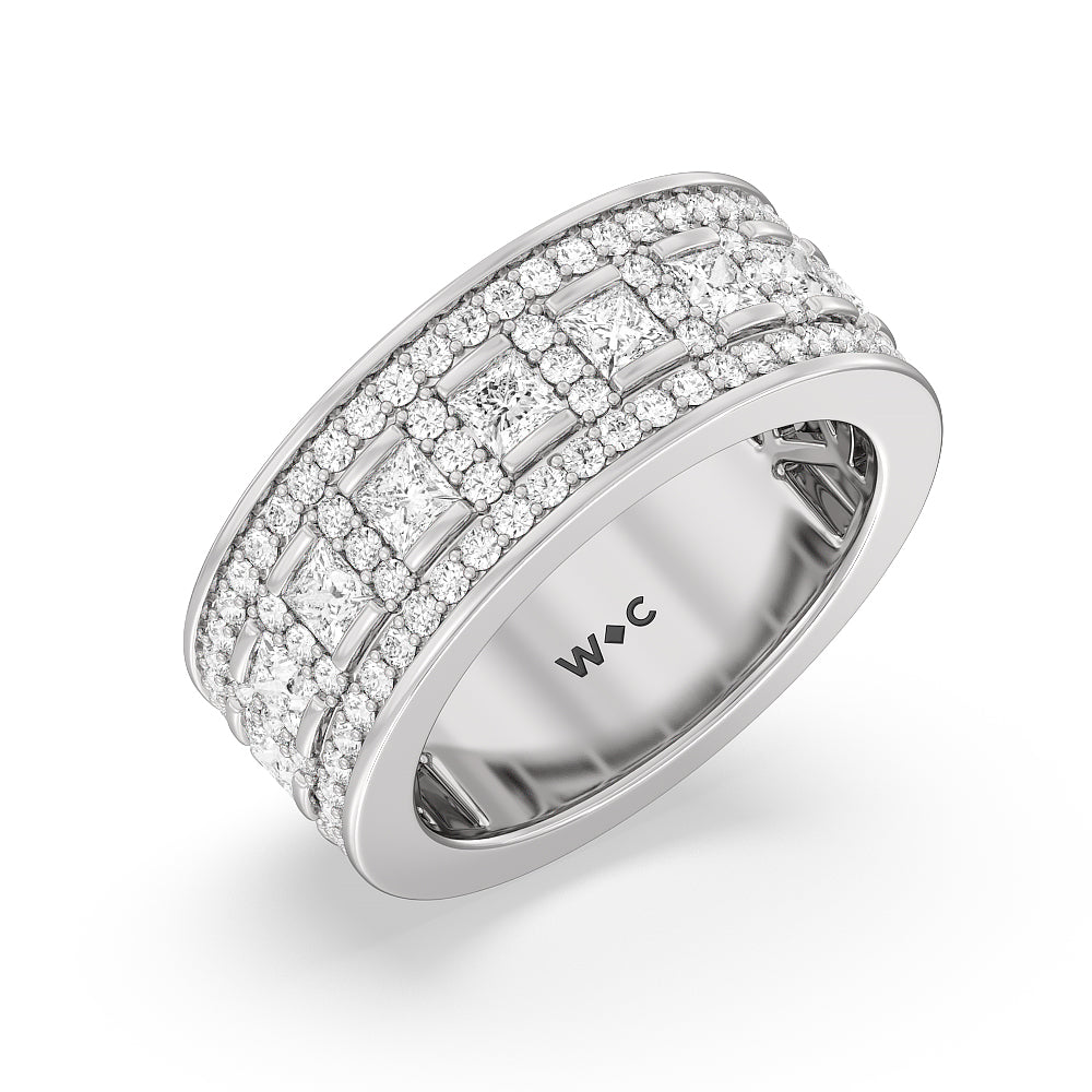 Luxe Princess Cut Diamond Halo Anniversary Ring with Platinum / Natural / 2 1/10 Cut Diamond in 14KT Platinum / Natural / 2 1/10 view 3
