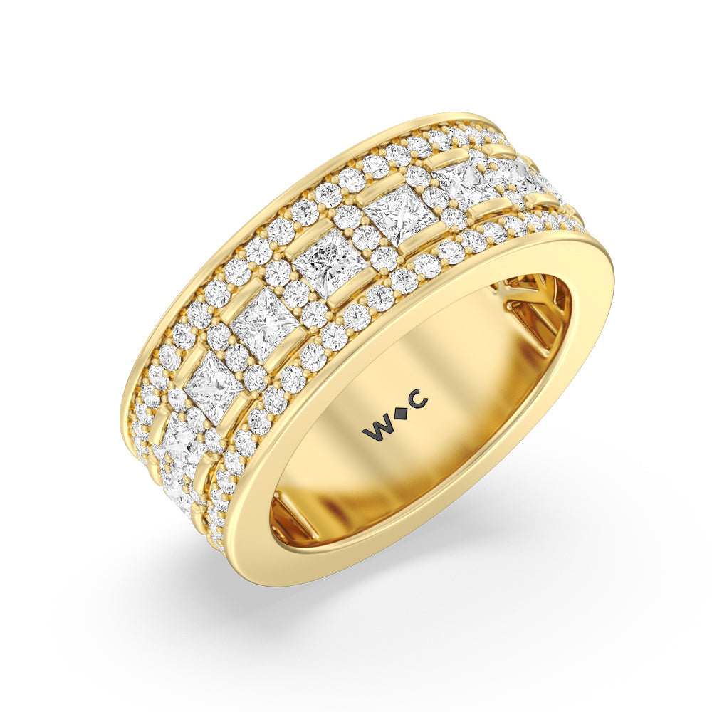 Luxe Princess Cut Diamond Halo Anniversary Ring with 18KT Yellow Gold / Natural / 2 1/10 Cut Diamond in 14KT Yellow Gold / Natural / 2 1/10 view 3
