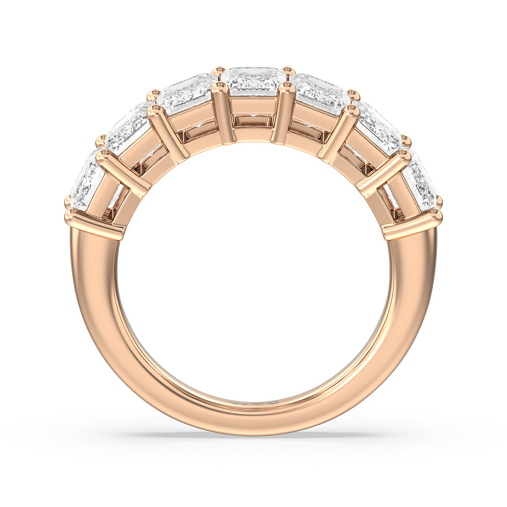 Seven Stone Emerald Cut Diamond Ring (F/G SI+) with 18KT Rose Gold / Natural / 5 Cut Diamond in 14KT Rose Gold / Natural / 5 view 2
