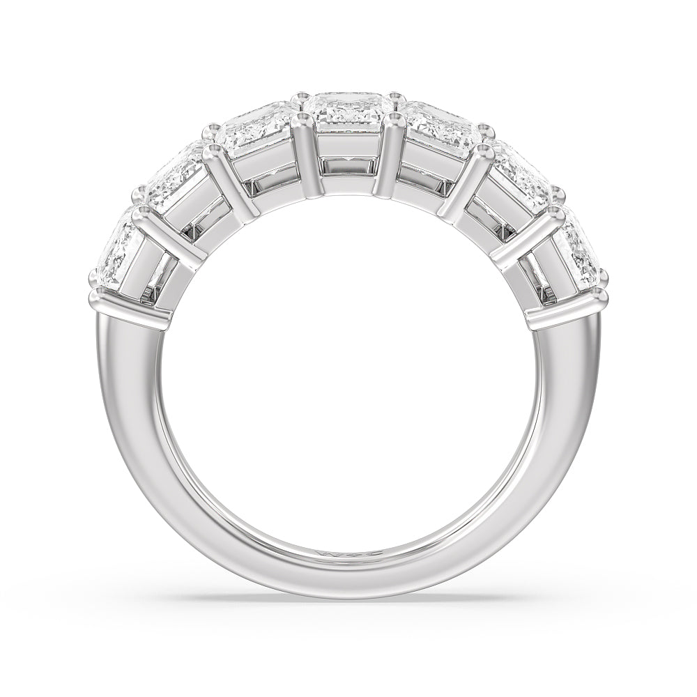 Seven Stone Emerald Cut Diamond Ring (F/G SI+) with Platinum / Natural / 5 Cut Diamond in 14KT Platinum / Natural / 5 view 2
