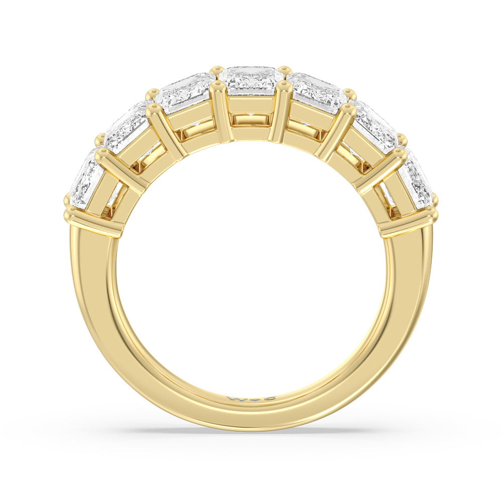 Seven Stone Emerald Cut Diamond Ring (F/G SI+) with 18KT Yellow Gold / Natural / 5 Cut Diamond in 14KT Yellow Gold / Natural / 5 view 2
