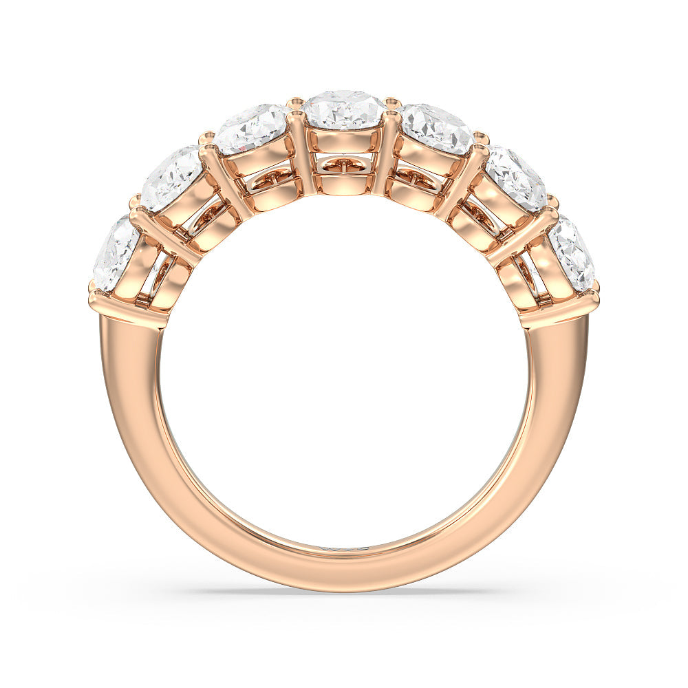 Seven Stone Oval Diamond Anniversary Ring (F/G SI+) with 18KT Rose Gold / Natural / 3 Cut Diamond in 14KT Rose Gold / Natural / 3 view 2
