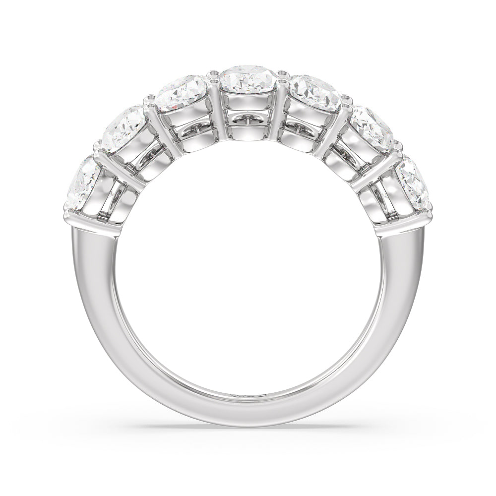 Seven Stone Oval Diamond Anniversary Ring (F/G SI+) with Platinum / Natural / 3 Cut Diamond in 14KT Platinum / Natural / 3 view 2
