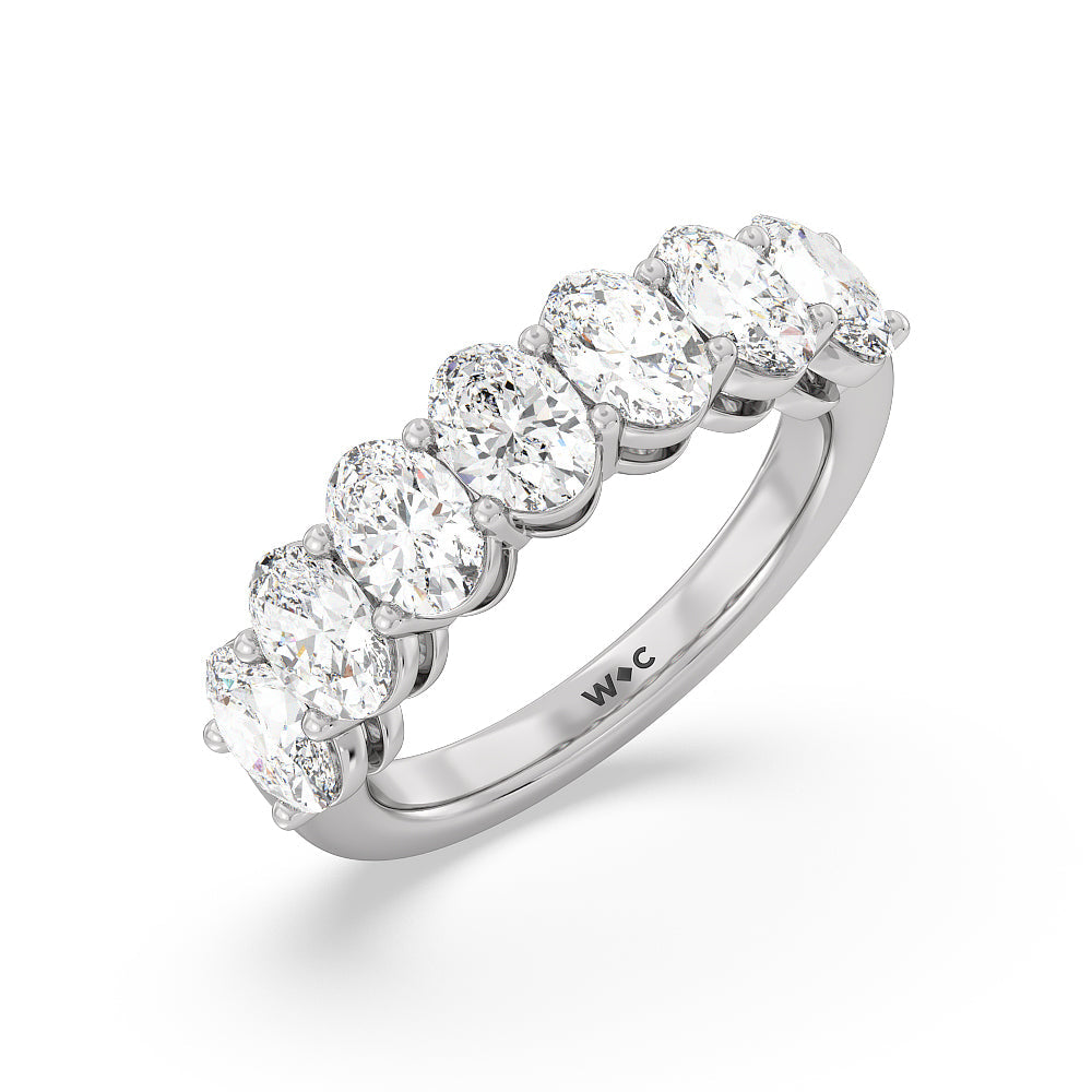 Seven Stone Oval Diamond Anniversary Ring (F/G SI+) with Platinum / Natural / 3 Cut Diamond in 14KT Platinum / Natural / 3 view 3
