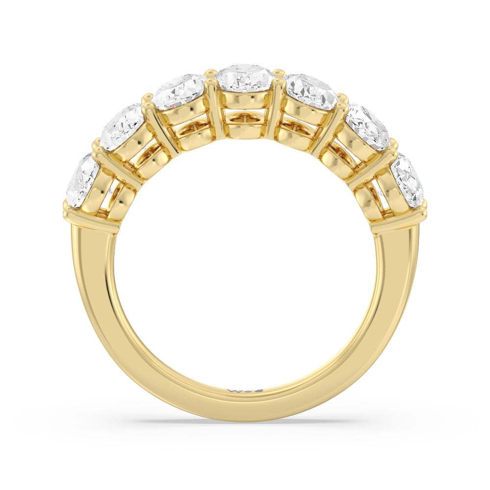 Seven Stone Oval Diamond Anniversary Ring Size 6.75 (F/G SI+) with 14KT Yellow Gold / Lab / 3 Cut Diamond in 14KT Yellow Gold / Lab / 3 view 2
