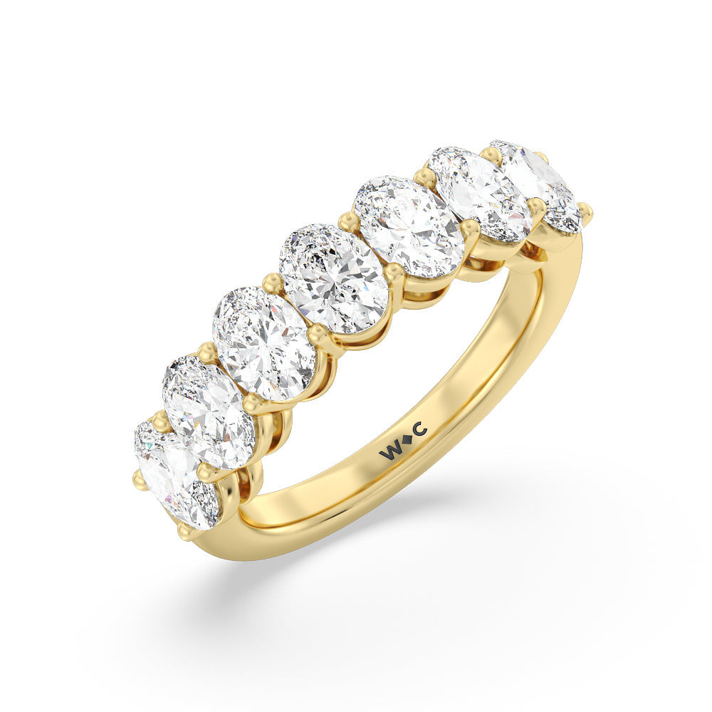 Seven Stone Oval Diamond Anniversary Ring Size 6.75 (F/G SI+) with 14KT Yellow Gold / Lab / 3 Cut Diamond in 14KT Yellow Gold / Lab / 3 view 3
