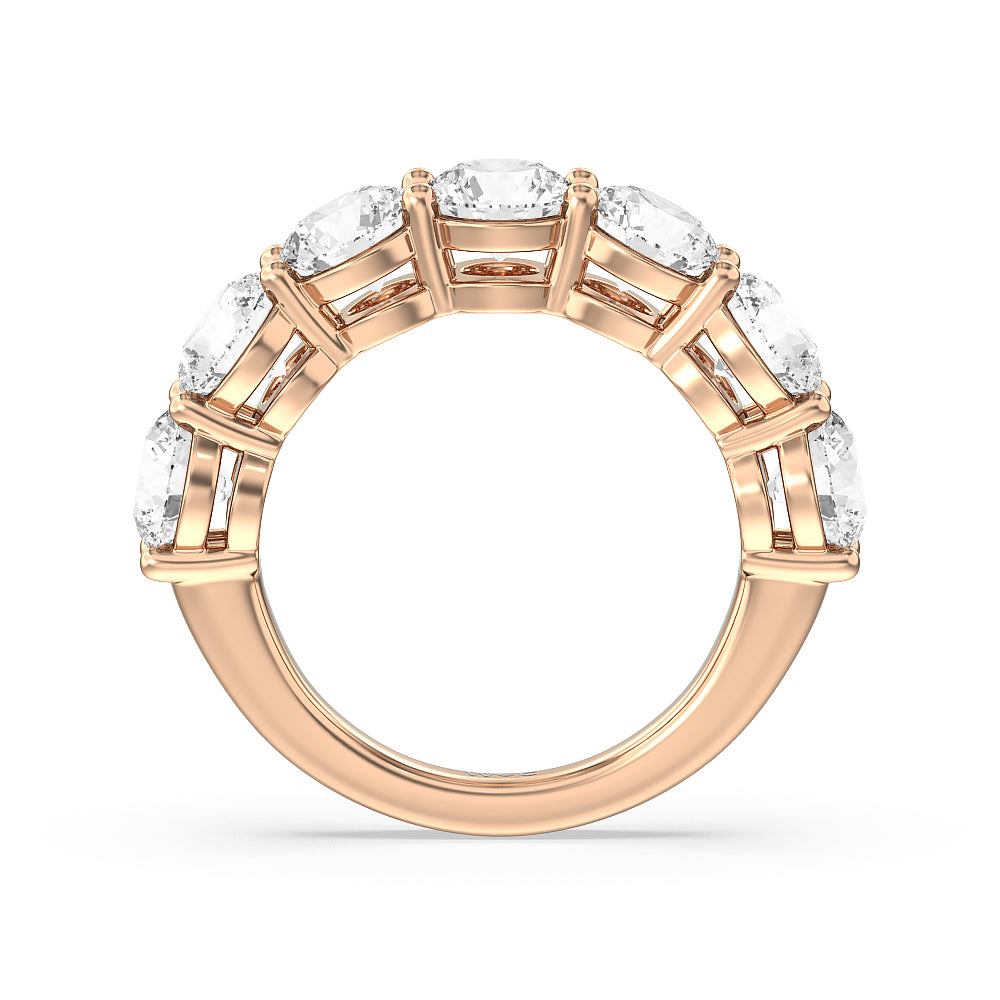 Seven Stone Round Diamond Anniversary Ring (E+ VS+) with 18KT Rose Gold / Lab / 5 Cut Diamond in 14KT Rose Gold / Lab / 5 view 4
