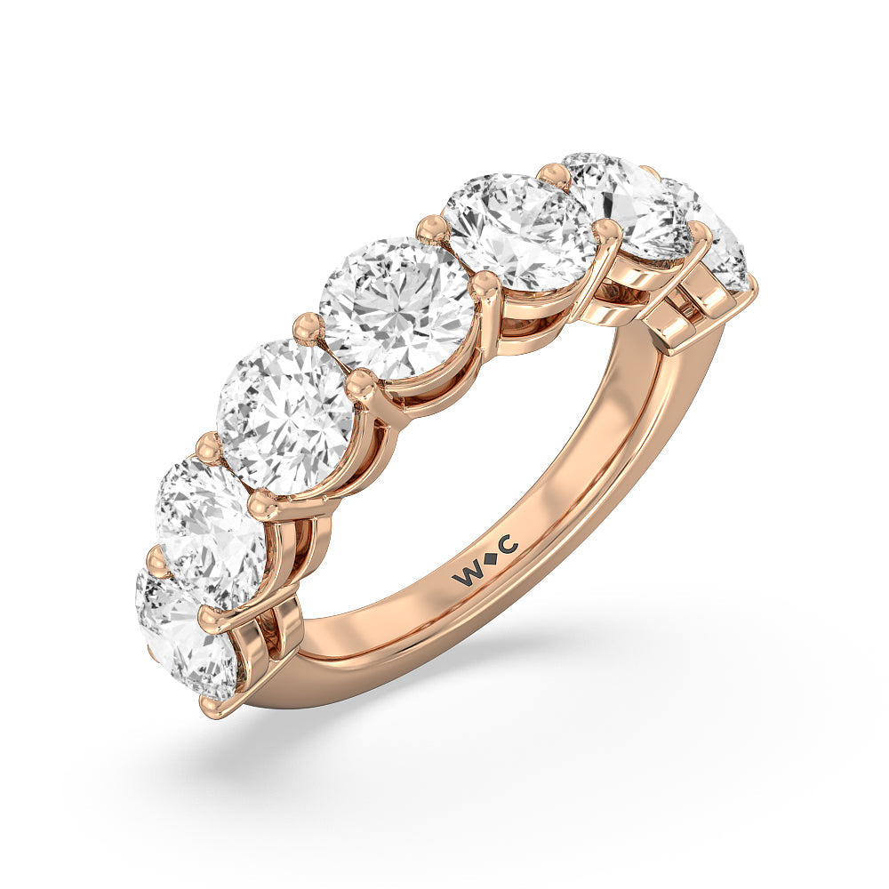 Seven Stone Round Diamond Anniversary Ring (E+ VS+) with 18KT Rose Gold / Lab / 5 Cut Diamond in 14KT Rose Gold / Lab / 5 view 5
