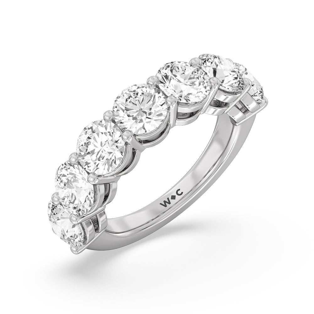 Seven Stone Round Diamond Anniversary Ring (E+ VS+) with Platinum / Lab / 5 Cut Diamond in 14KT Platinum / Lab / 5 view 5

