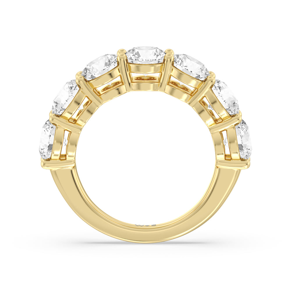 Seven Stone Round Diamond Anniversary Ring (E+ VS+) with 18KT Yellow Gold / Lab / 5 Cut Diamond in 14KT Yellow Gold / Lab / 5 view 4

