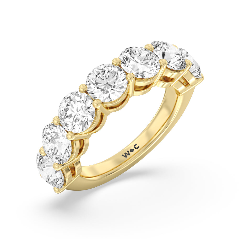 Seven Stone Round Diamond Anniversary Ring (E+ VS+) with 18KT Yellow Gold / Lab / 5 Cut Diamond in 14KT Yellow Gold / Lab / 5 view 5
