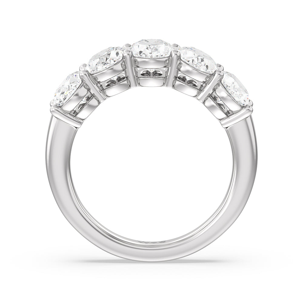 Five Stone Oval Diamond Anniversary Ring (F/G SI+) with Platinum / Natural / 3 Cut Diamond in 14KT Platinum / Natural / 3 view 2
